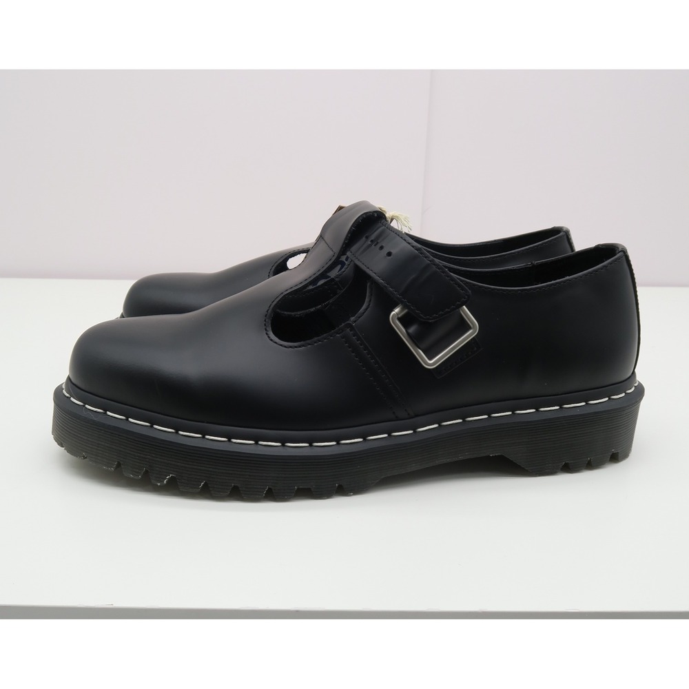 Dr. Martens Polley Bex T-Bar Shoes Black White Stitching Men 11 Womens 12 NEW